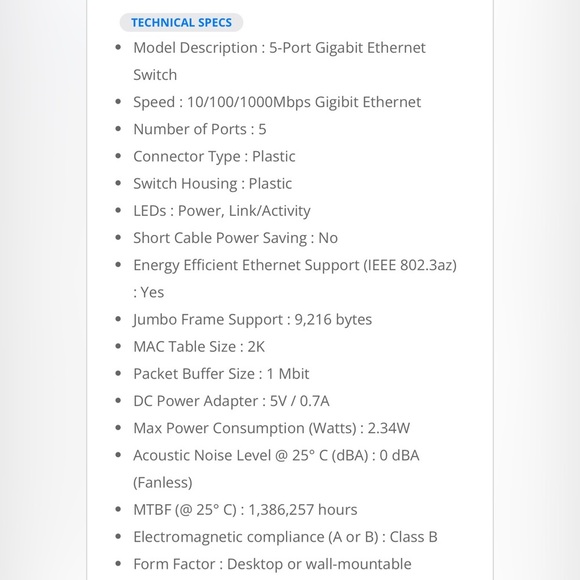 Netgear 5 port GS 605 gigabit Ethernet home desktop office switch - Picture 6 of 7